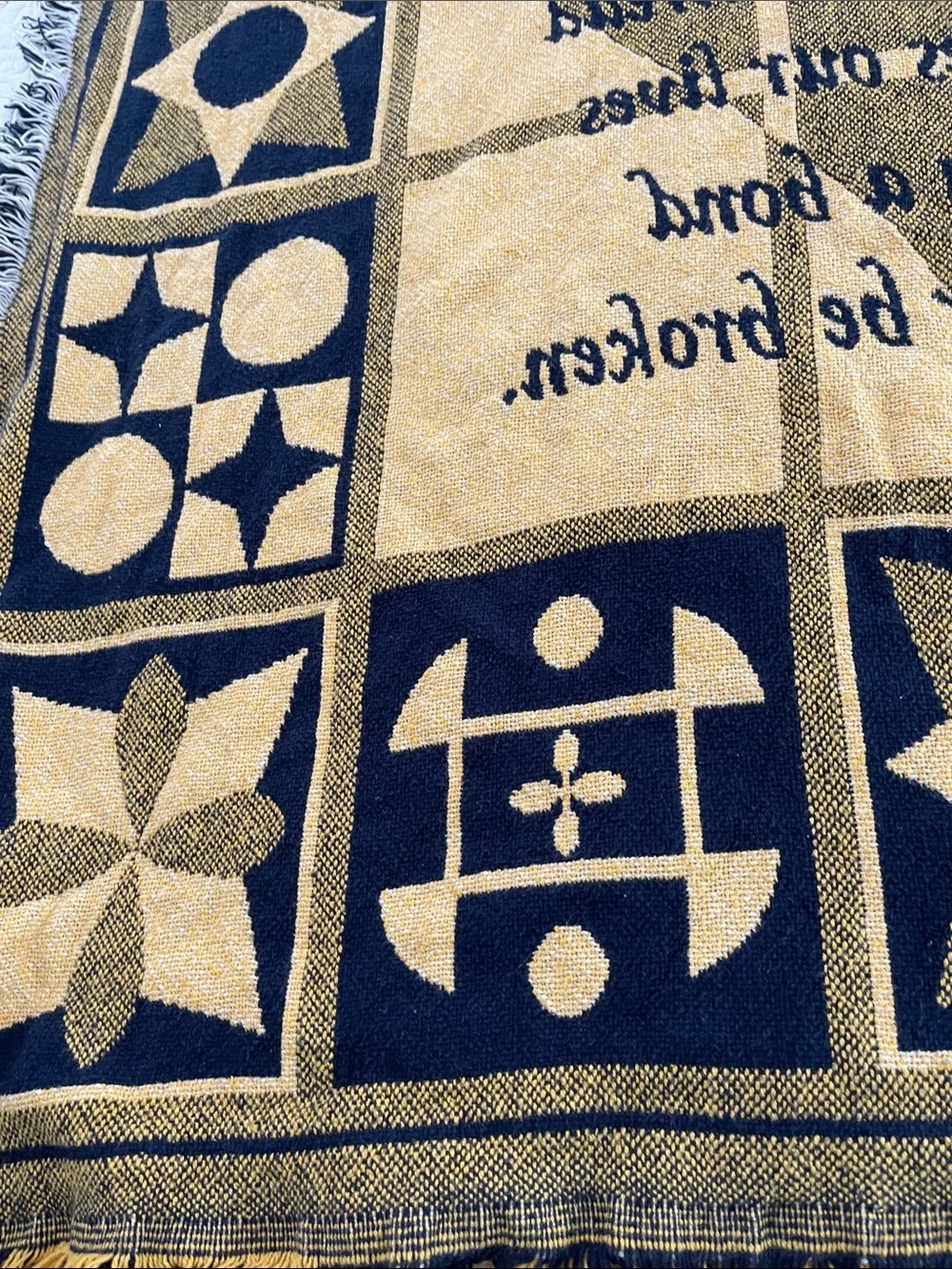 Sisters Woven Throw Blanket Navy and Cream